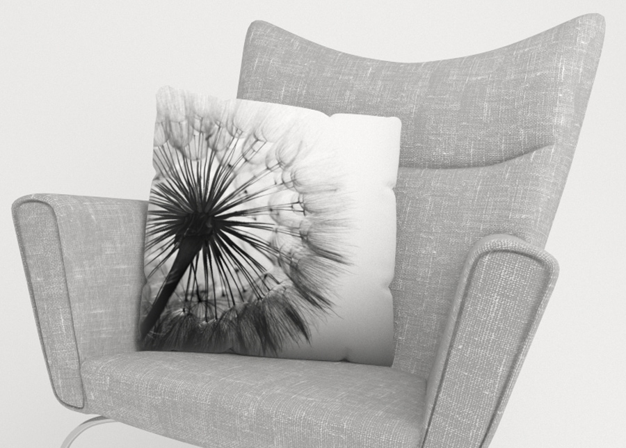 Koristetyynyliina Amazing Dandelion Black and White 50x50 cm