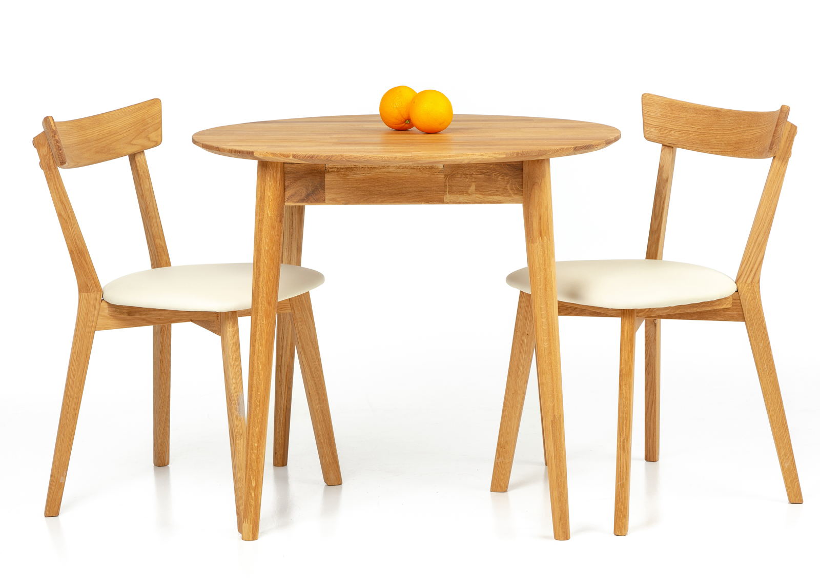Tammi ruokapöytä Scan Ø85 cm+ 2 tuolia Viola beige