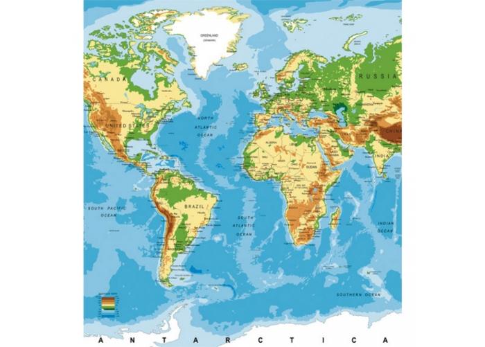 Fleece-kuvatapetti World map 225x250 cm