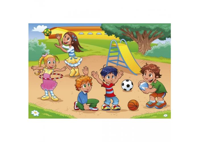 Fleece kuvatapetti Kids in playground 375x250 cm