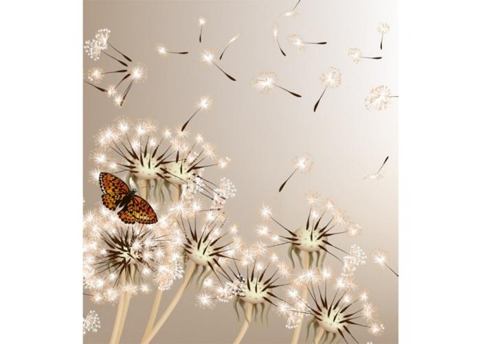 Fleece kuvatapetti Dandelions and butterfly 225x250 cm