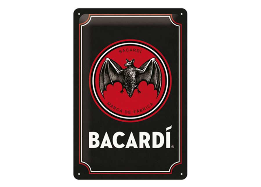 Retro metallitaulu Bacardi Logo - Black 20x30 cm