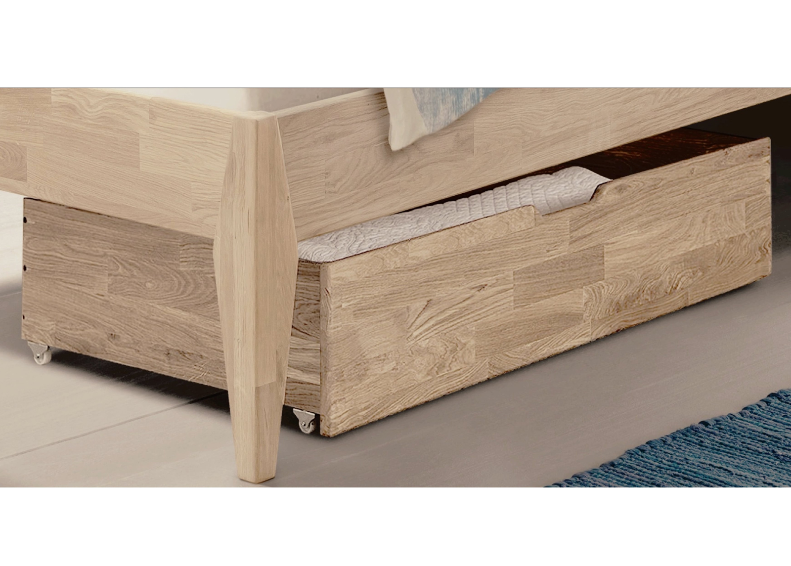 Tammi vuodevaatelaatikko Elke, valkoinen öljy