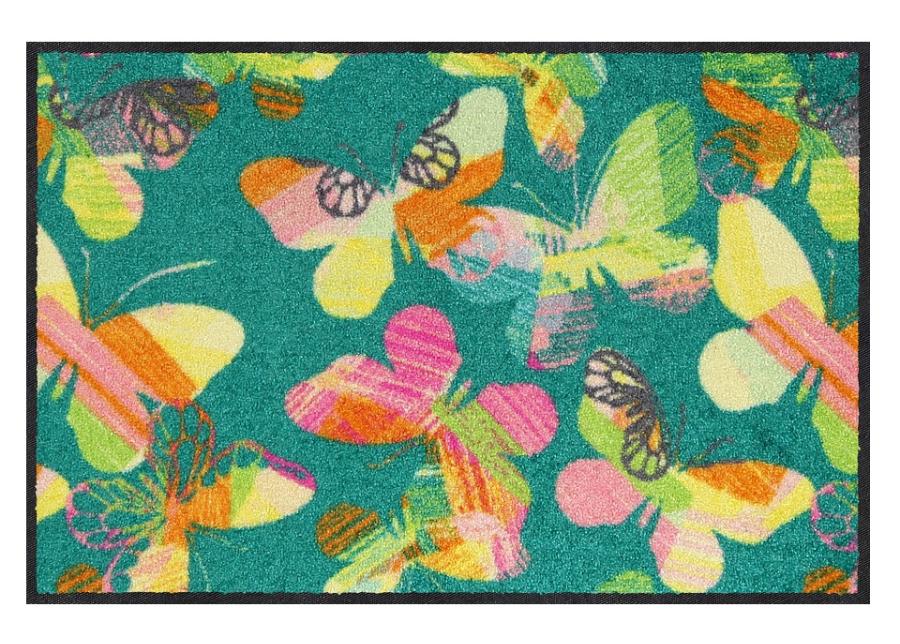 Kynnysmatto Lovely Butterflies turquoise 50x75 cm