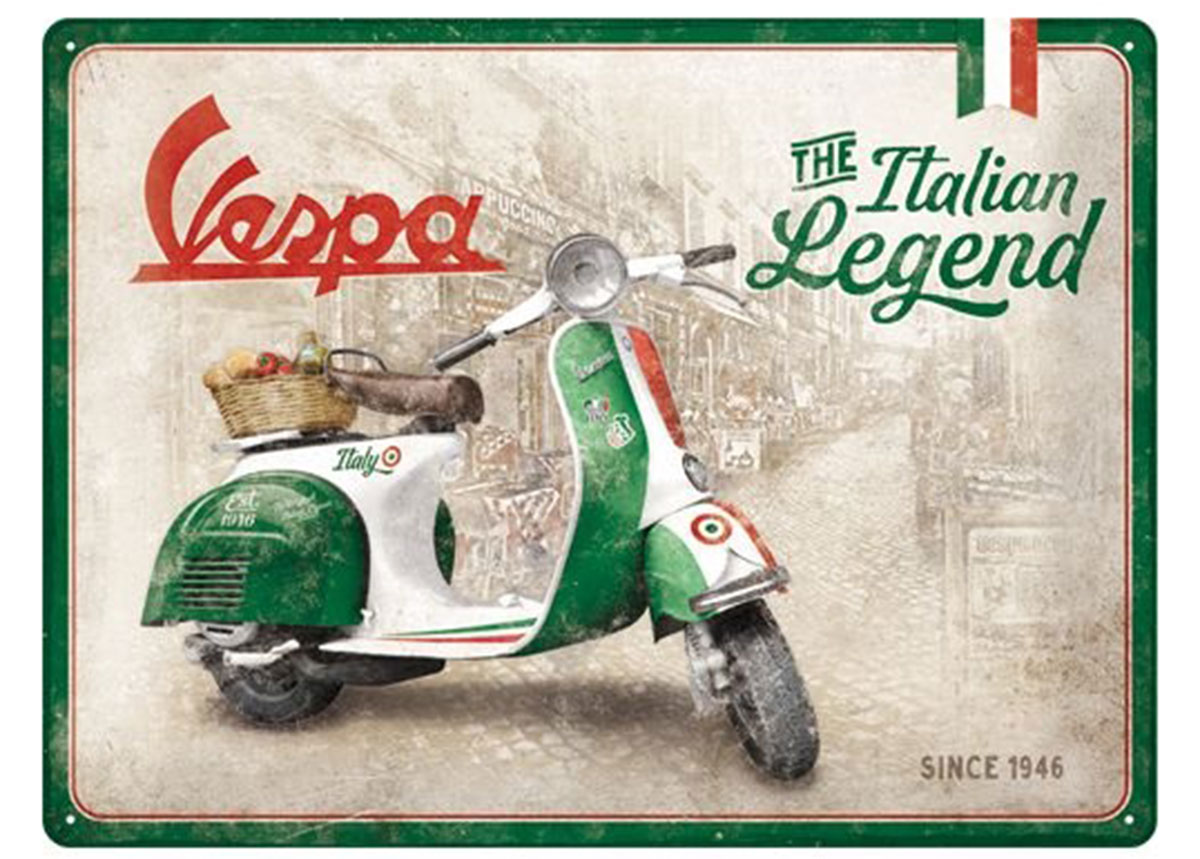 Retro metallitaulu Vespa - Italian Legend 30x40 cm