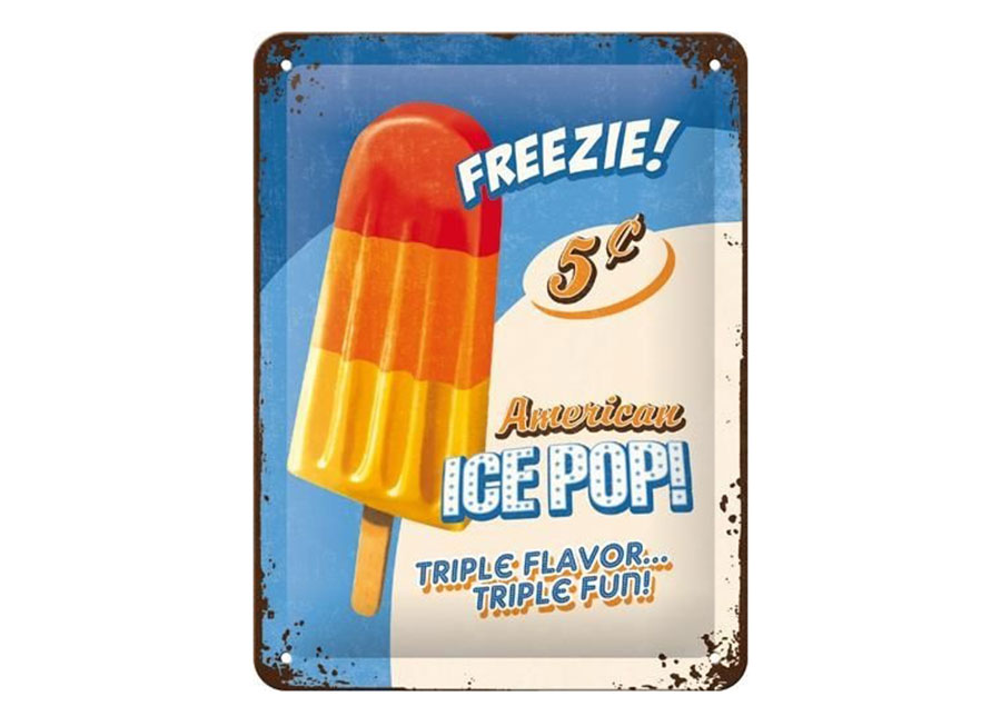 Retro metallitaulu American Ice Pop 15x20 cm