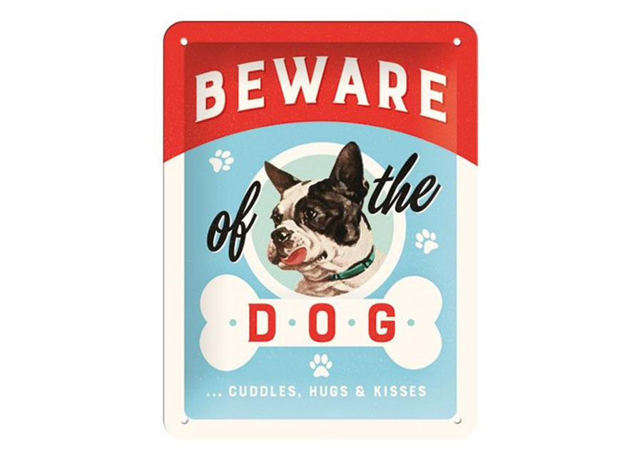 Retro metallitaulu Beware of the Dog 15x20 cm