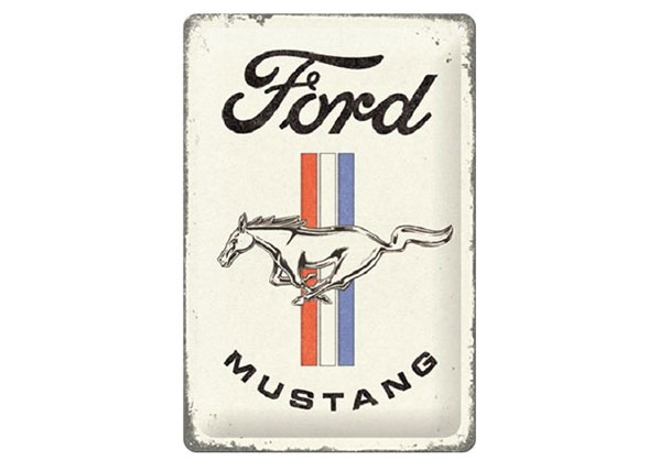 Retro metallitaulu Ford Mustang - Horse & Stripes Logo 20x30 cm