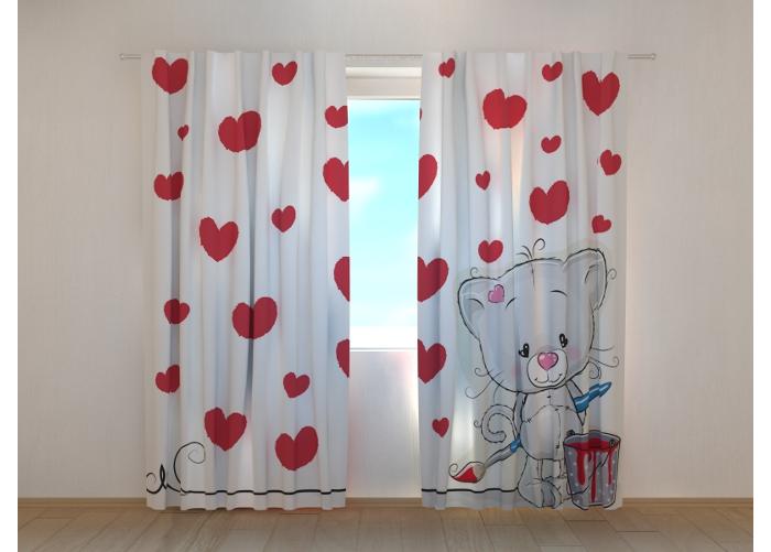 Pimentävä kuvaverho Kitten and Hearts 240x220cm