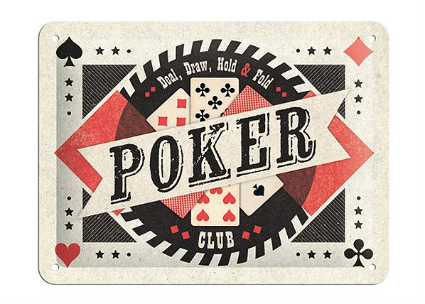 Retro metallitaulu Poker Club 15x20 cm