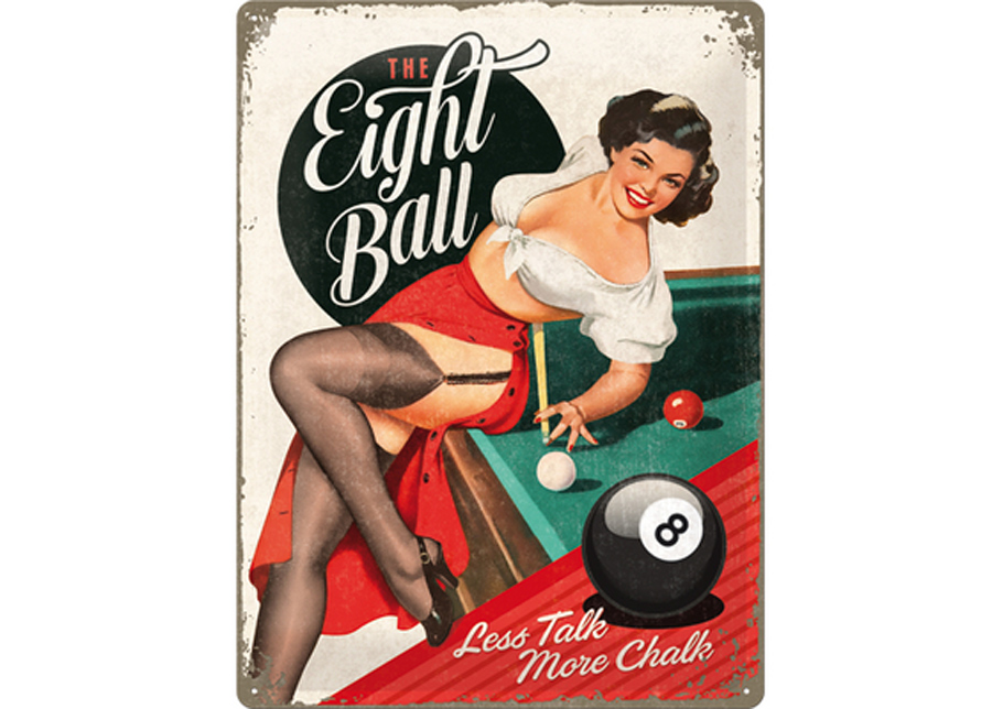 Retrometallitaulu The Eight Ball 30x40cm