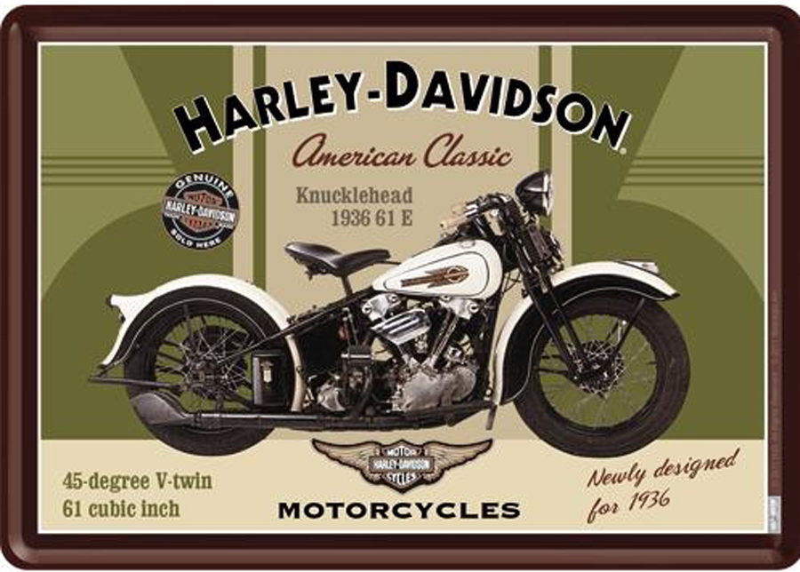 Retro metallitaulu Harley-Davidson Knucklehead 15x20 cm