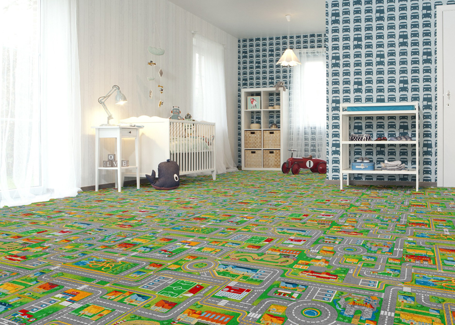 Lastenhuoneen matto LIIKENNE 100x200 cm
