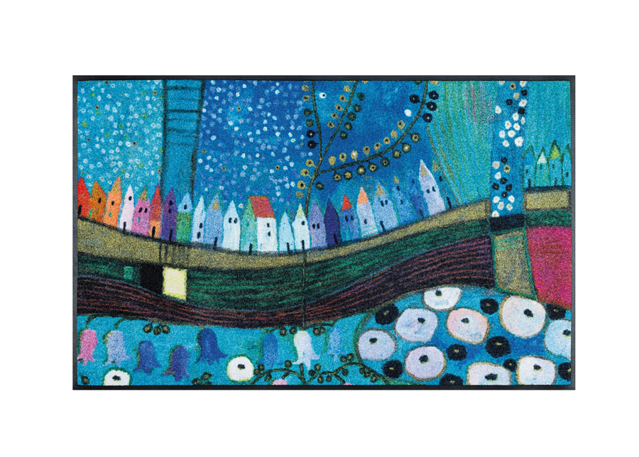 Kynnysmatto Stadt in Blau 50x75 cm