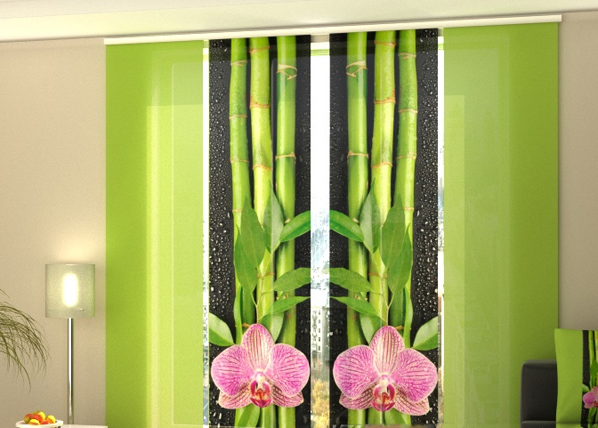 Läpinäkyvä paneeliverho Orchids and Bamboo 3, 240x240 cm