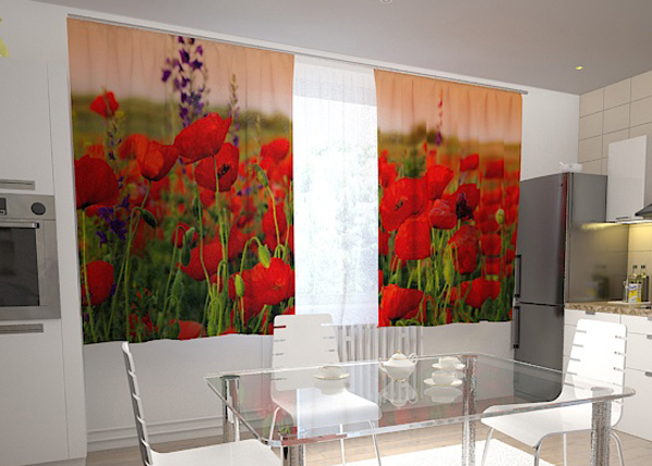 Läpinäkyvä verho WONDERFUL POPPIES 200x120 cm