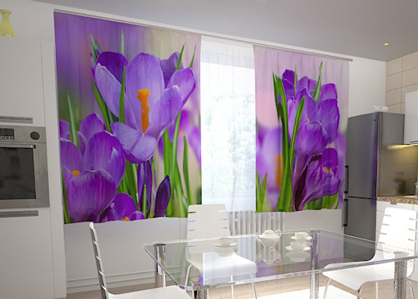 Läpinäkyvä verho FIRST CROCUSES 200x120 cm