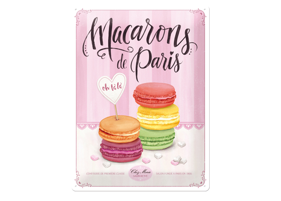 Retro metallitaulu Macarons de Paris 30x40 cm