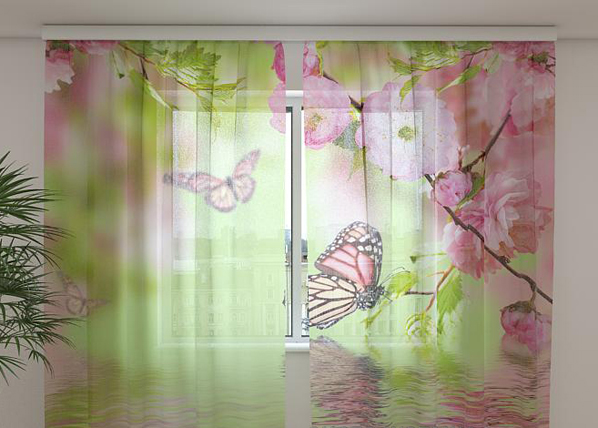 Sifonki-kuvaverho BUTTERFLIES IN SPRING 240x220 cm